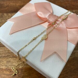 18K Yellow Gold Double Chain Heart Bracelet